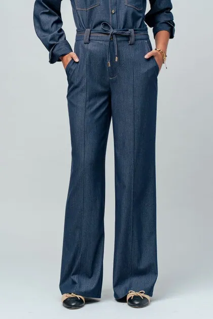 Tailored Wide-Leg Denim Trousers — jeans & denim from Pieces of a Dream