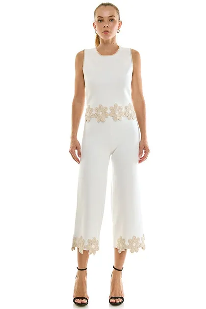 Floral Trim Knit Set — white tops & blouses from Pieces of a Dream