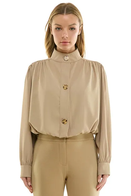 Bubble Button-Up Jacket — khaki outerwear & jackets from Pieces of a Dream
