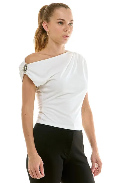Draped Knit Top — gold tops & blouses from Pieces of a Dream