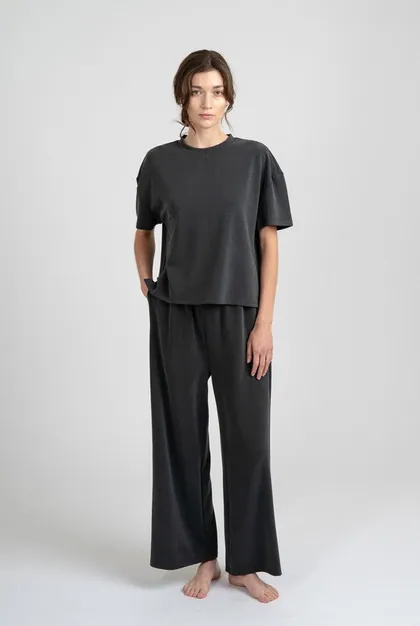 Charcoal Gray Loose-Fit T-shirt — black tops & blouses from Pieces of a Dream