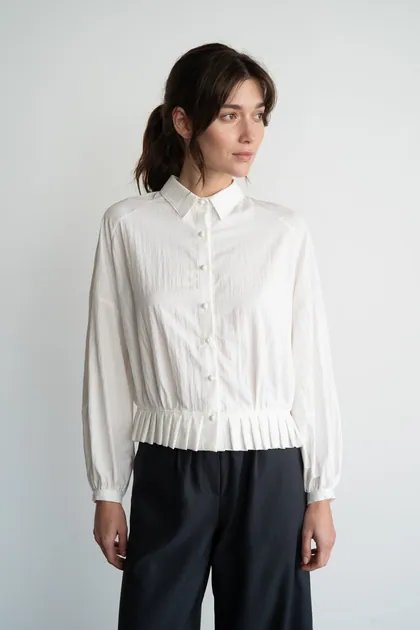 Refined Raglan-Sleeve Shirt — white tops & blouses from Pieces of a Dream
