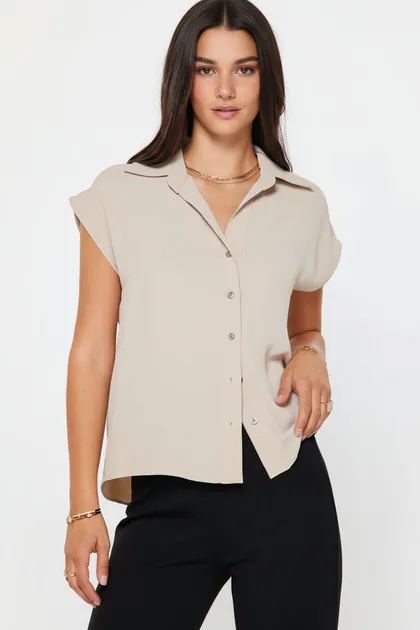 Cap Sleeve Button Down Blouse (3 Color Ways) — denim tops & blouses from Pieces of a Dream