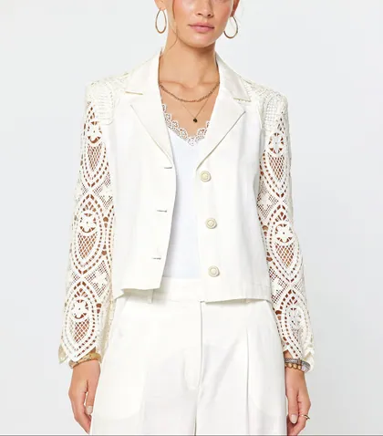Crochet Lace Cropped Jacket — ivory outerwear & jackets from Pieces of a Dream