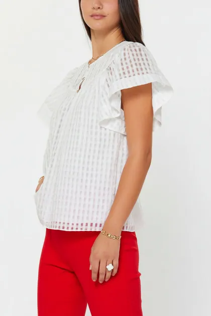 Gingham Check Short Sleeve Blouse (2 Color Ways) — black tops & blouses from Pieces of a Dream