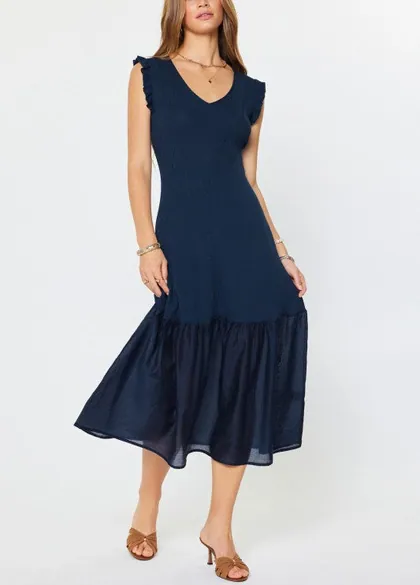 Navy Ribbed Knit Midi Dress — blue dresses from Pieces of a Dream