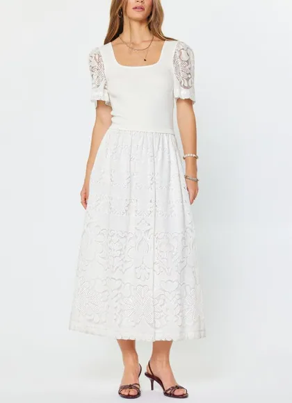 Lace Embroidered Maxi Dress — white dresses from Pieces of a Dream