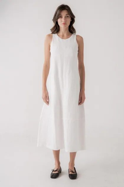 Sleeveless V-neck A-line Dress — white dresses from Pieces of a Dream