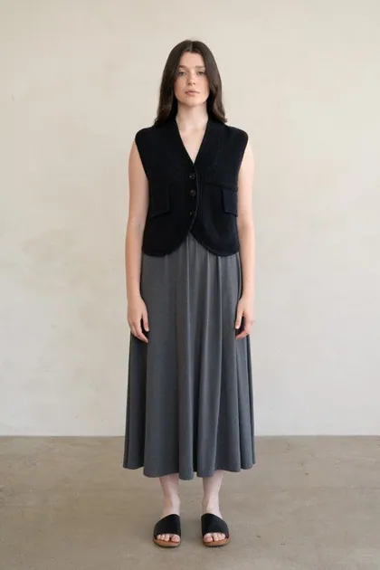 Charcoal Jersey Midi Skirt — grey skirts from Pieces of a Dream