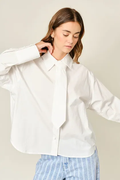 The Modern Tie Shirt (2 Color Ways) — blue tops & blouses from Pieces of a Dream