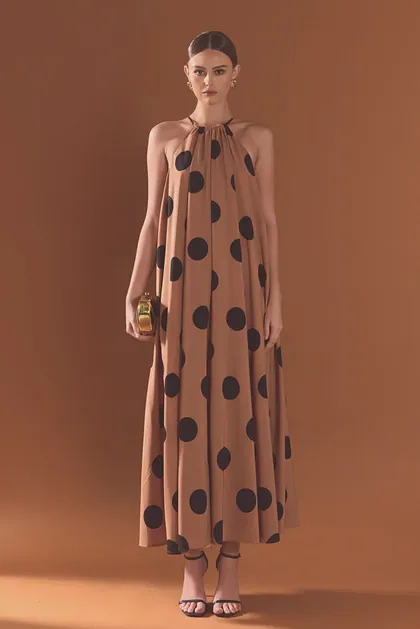 Polka Dot Halter Maxi Dress — black dresses from Pieces of a Dream