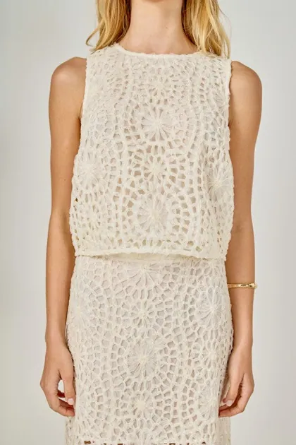 Textured Sleeveless Cropped Top — cream tops & blouses from Pieces of a Dream