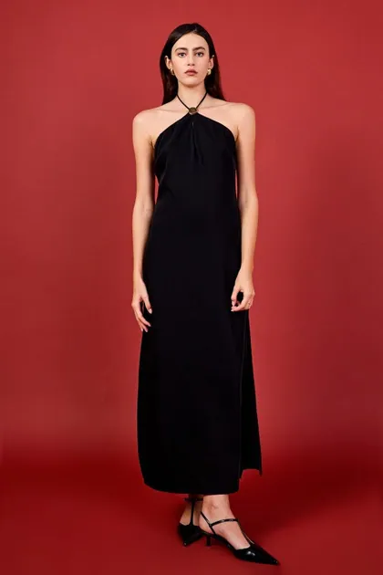 Luna Halter Neck Maxi Dress — black dresses from Pieces of a Dream