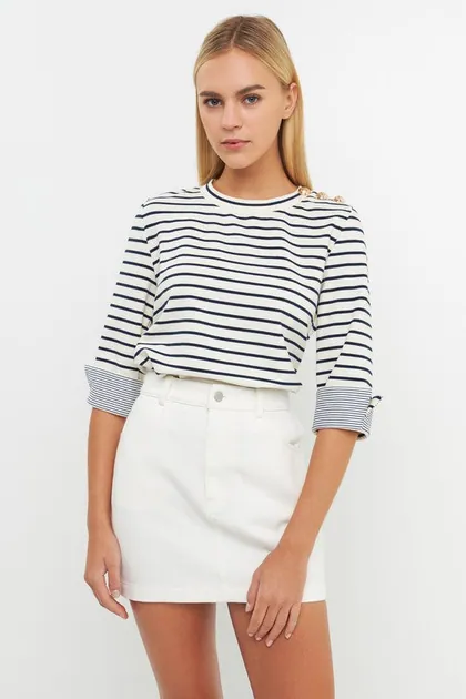 Fold Over Combo Cuff Tee — tops & blouses from Pieces of a Dream