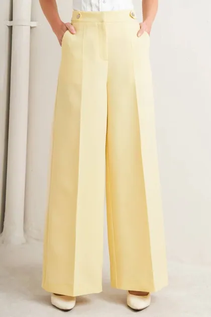 Butter Yellow Tailored Wide-Leg Pants — pants & trousers from Pieces of a Dream