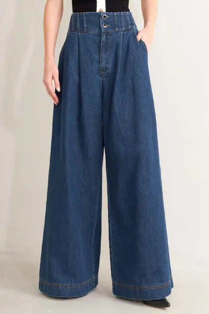 Indigo Washed Denim Wide-Leg Pants — denim jeans & denim from Pieces of a Dream