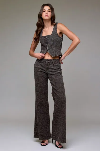 Chic Leopard-Print Wide-Leg Pants — black jeans & denim from Pieces of a Dream