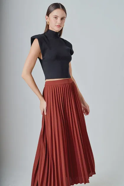 Sophisticated Pleated Maxi Skirt — brown skirts from Pieces of a Dream