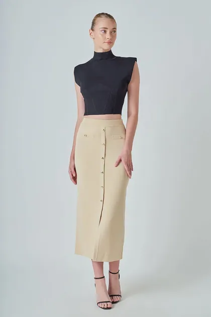 Serena Knit Midi Skirt — cream skirts from Pieces of a Dream