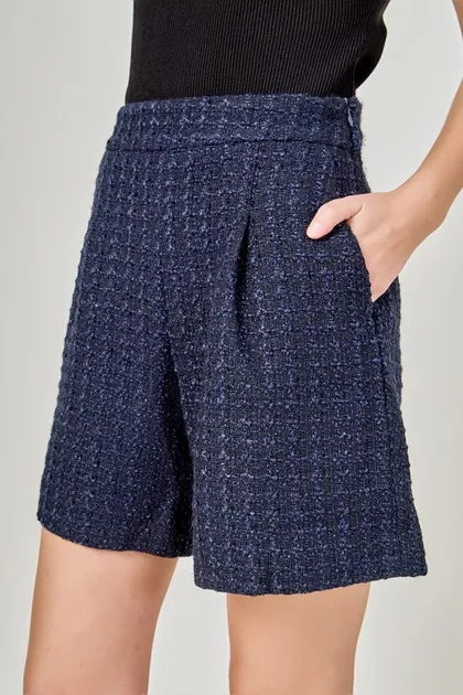 Tweed Relaxed Long Shorts — blue shorts from Pieces of a Dream
