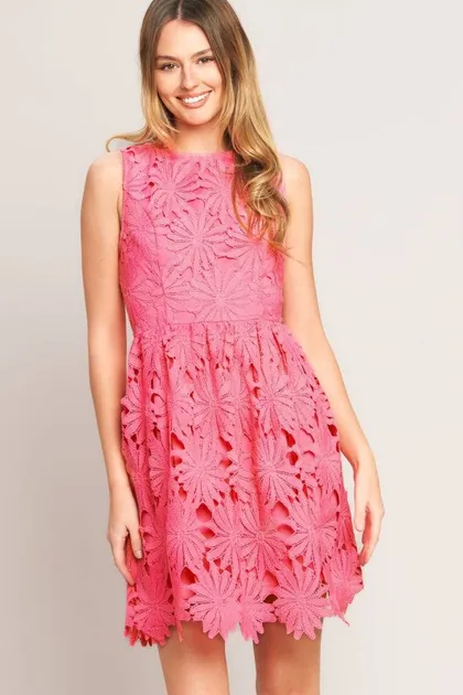 Lace Mini Dress — pink dresses from Pieces of a Dream