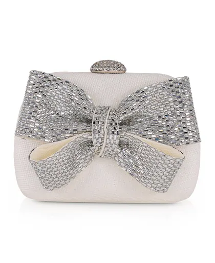 Crystal Bow Evening Clutch Bag (2 Color Ways) — black accessories from Pieces of a Dream