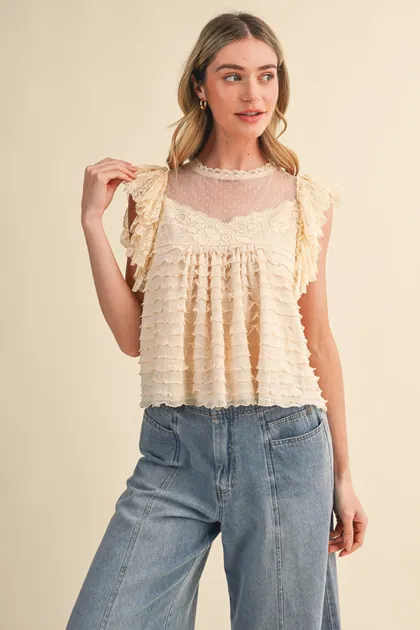 The Heirloom Ruffle Top — cream tops & blouses from Pieces of a Dream