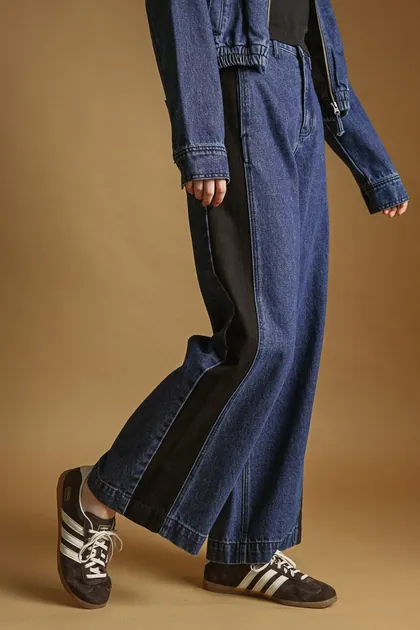 Color Contrasted Denim Pants — black jeans & denim from Pieces of a Dream