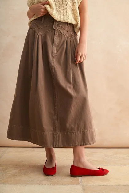 Cotton A-Line Mocha Maxi Skirt — brown skirts from Pieces of a Dream