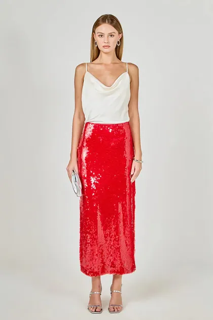 Straight Silhouette Sequin Maxi Skirt (2 Color Ways) — ivory skirts from Pieces of a Dream