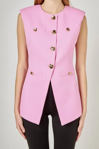 Gold Pointed Long Vest — cream outerwear & jackets from Pieces of a Dream