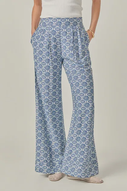 Printed High Waisted Pants — blue pants & trousers from Pieces of a Dream