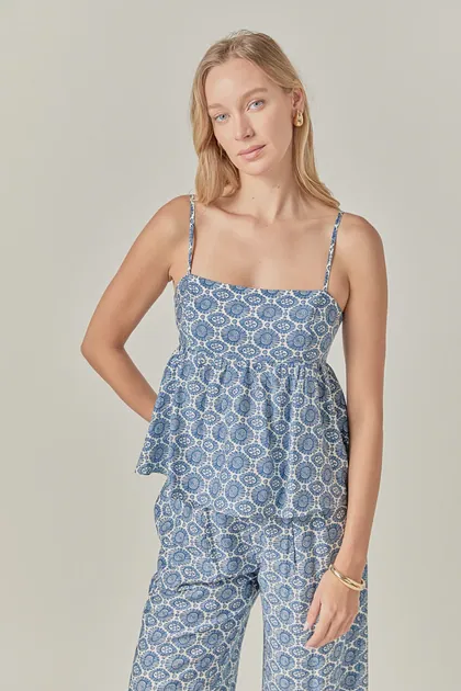 Printed Baby doll Top — blue tops & blouses from Pieces of a Dream