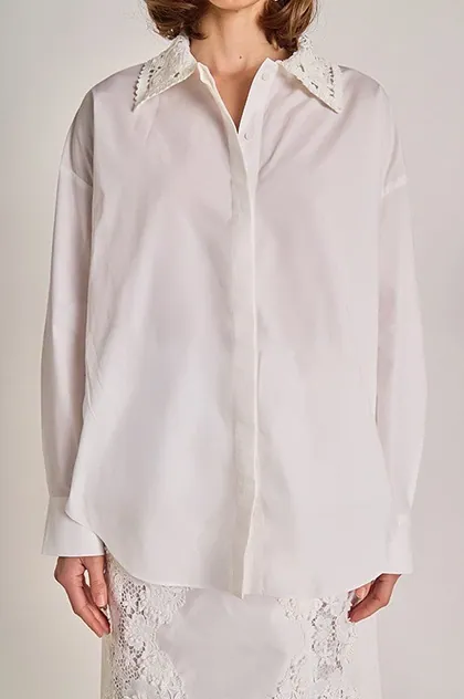 White Oversized Cotton Blouse — white tops & blouses from Pieces of a Dream