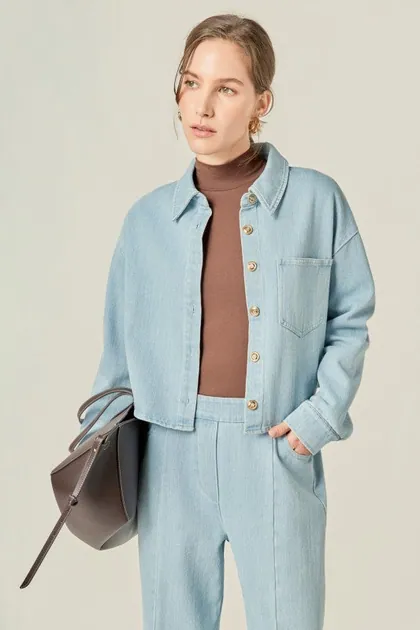 Light Wash Denim Jacket — denim tops & blouses from Pieces of a Dream