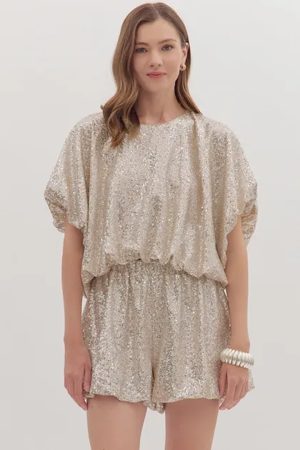 Champagne Gold Sequin Top — gold tops & blouses from Pieces of a Dream